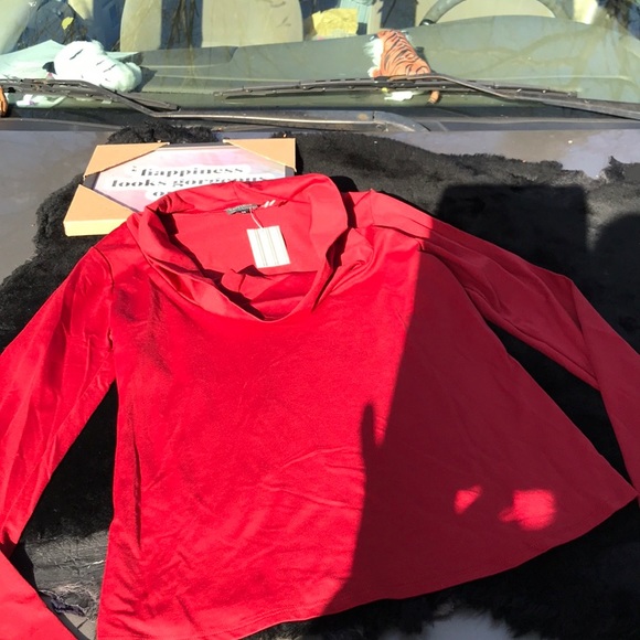 NWT BabyStyle Red Maroon Burgundy Wine LS Cowl Neck Top Shirt Maternity M Medium - Picture 10 of 12